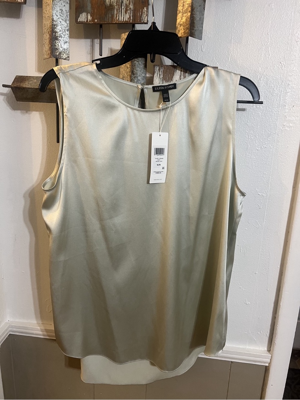 Eileen Fisher Champagne Stretch Silk Blouse